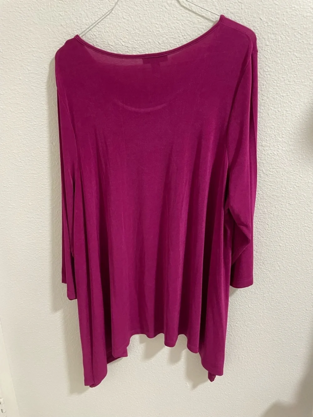 Coldwater Creek  Raspberry Scoop-Neck Long Sleeve Tunic Tee